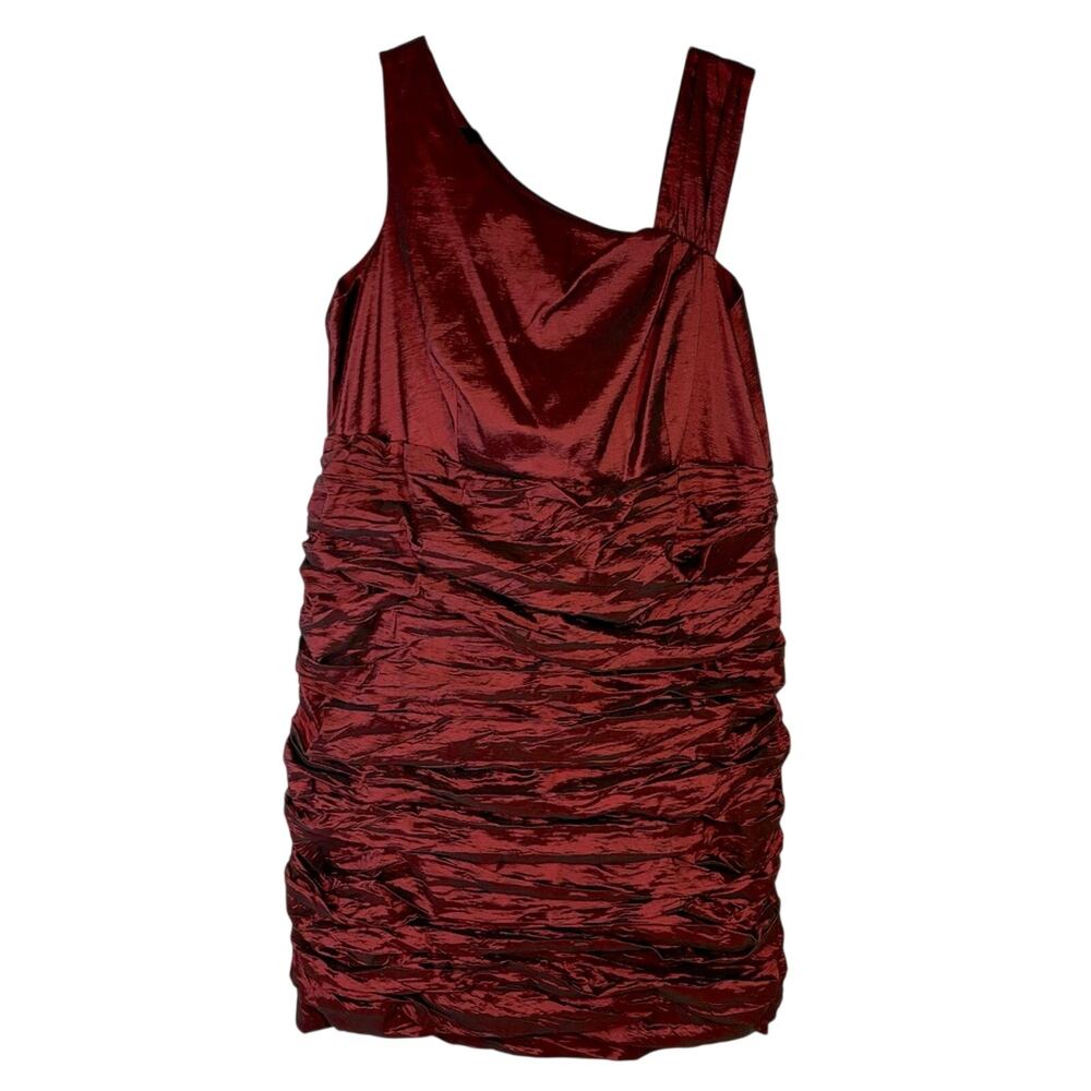 Collections Burgundy Plus Size Short Ruched Cocktail Dress Size 20W S0363